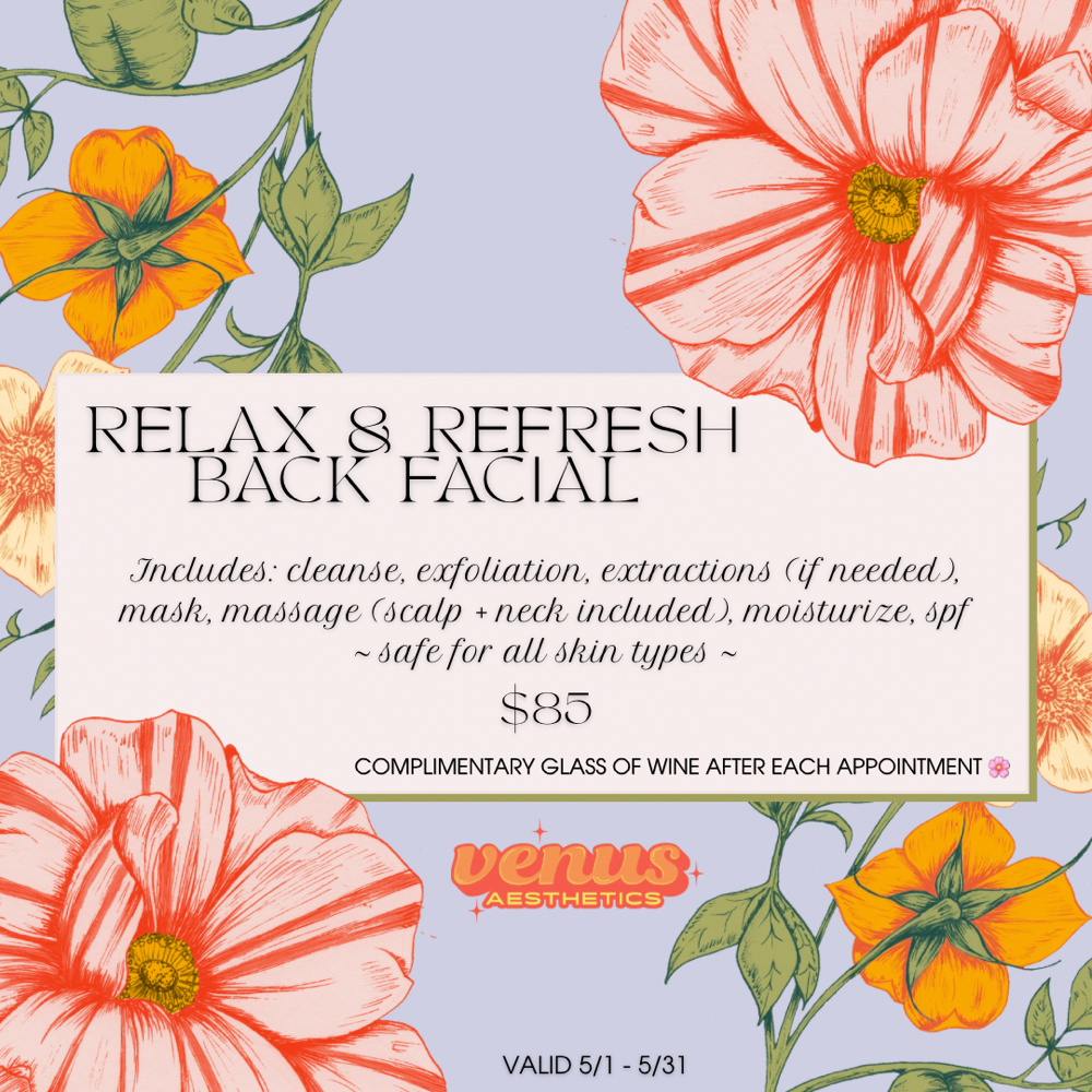 Nourishing Back Facial 🌸 at Venus Aesthetics in Hammond, IN