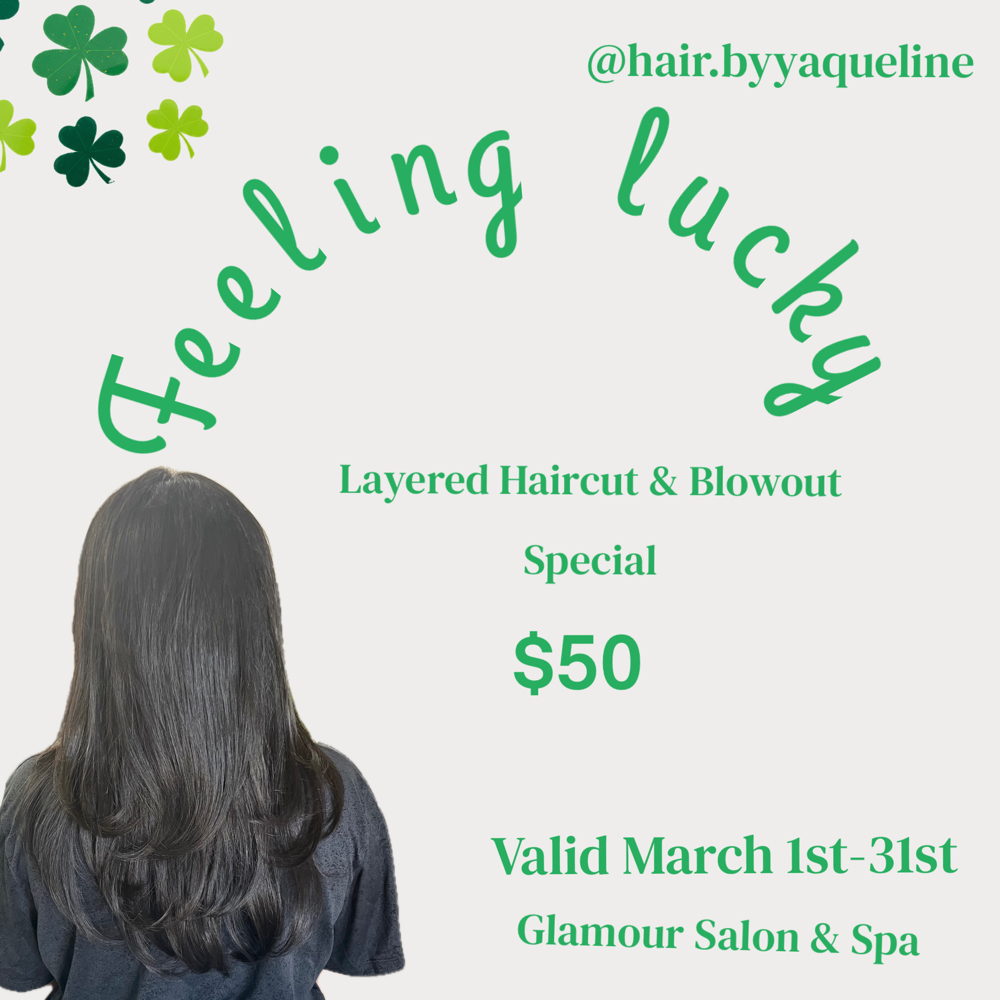 Layered Haircut & Blowout at Glamour Salon in Garden City, KS