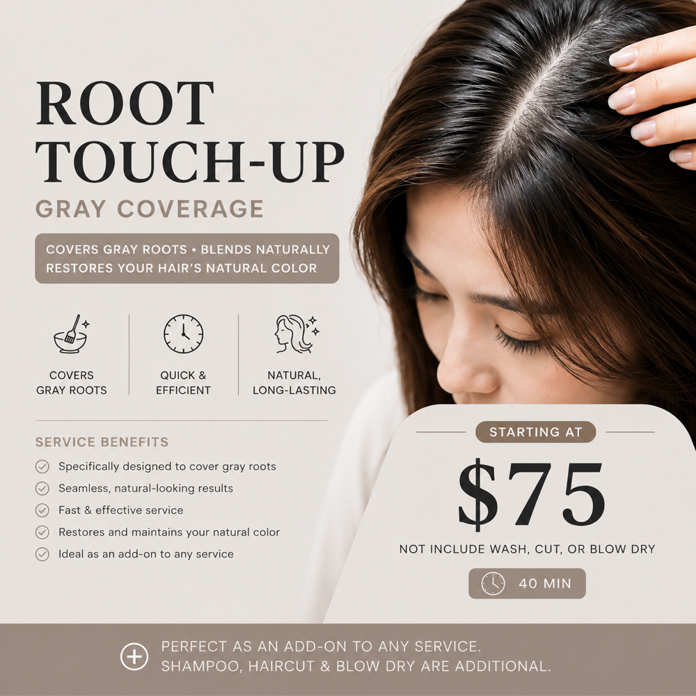 ROOT TOUCH-UP GRAY COVERAGE盖白发补根 at Zhen Hair & Beauty in Boston, MA