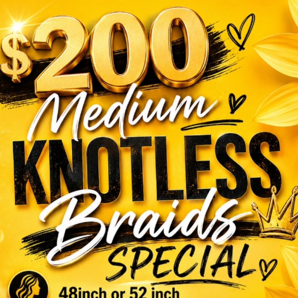 $200 Knotless Braid Special at Jordan Babineaux in Lake Charles, LA
