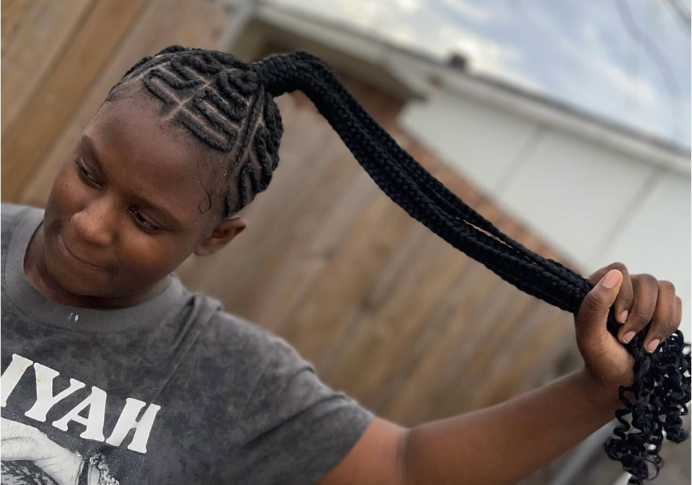 Braided Ponytail (8+Braids ) at A Daye’s Journei Beauty Bar in DeSoto, TX