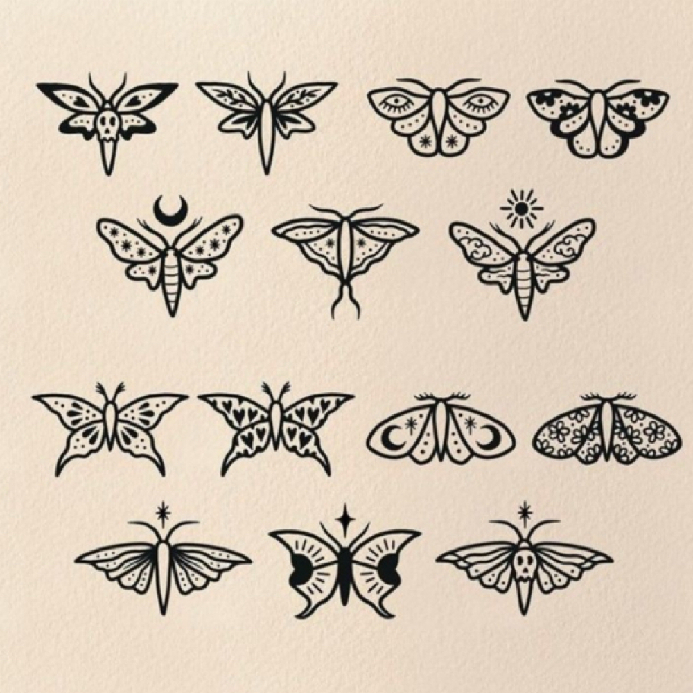 Moth Tattoo Flash at Ethereal Body Art in Baraboo, WI