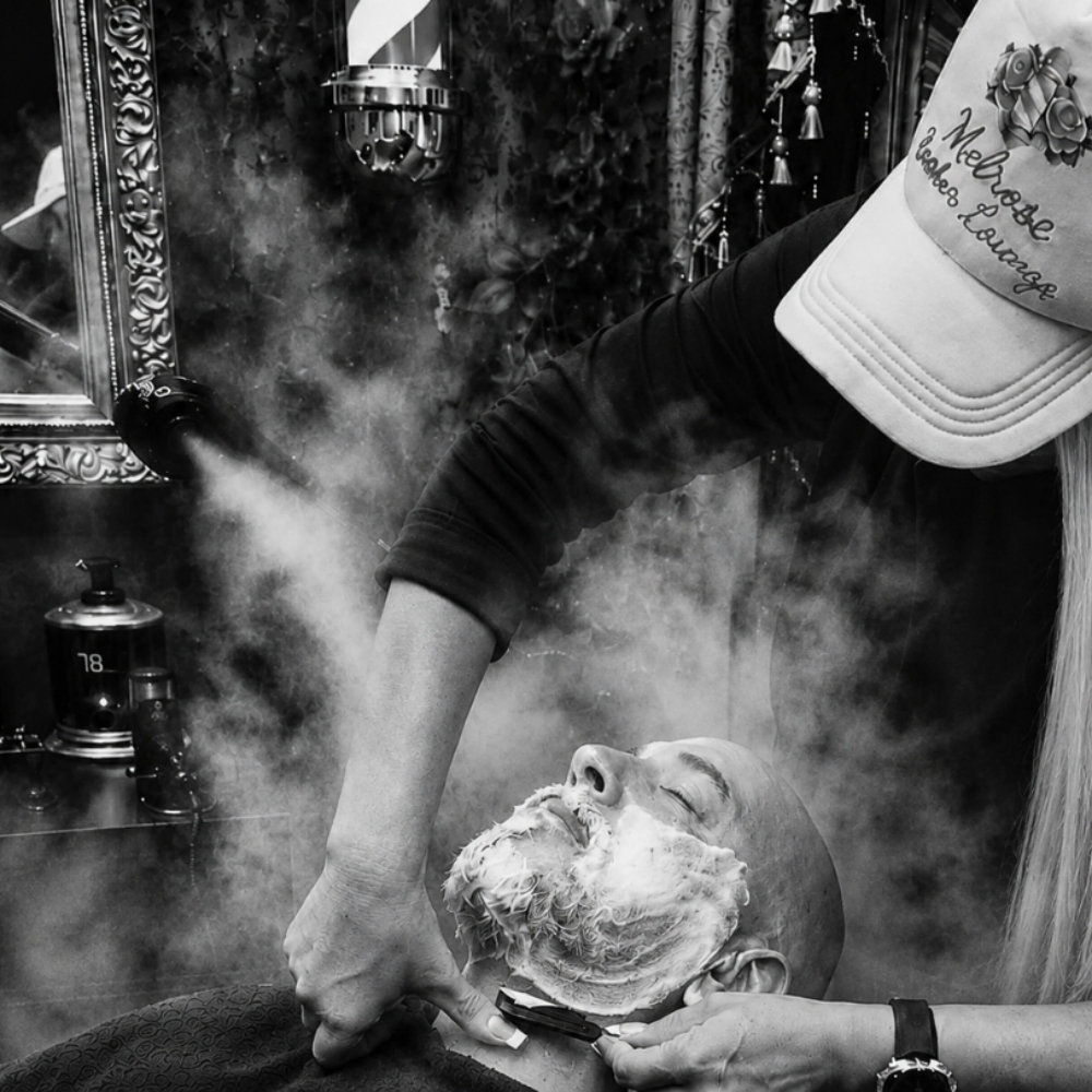 Hot Steam Face Shave at Melrose Barber Lounge in Carson City, NV
