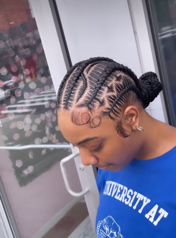 Stitched Braid With Desgin at Gigi.hair boutique in Bronx, NY