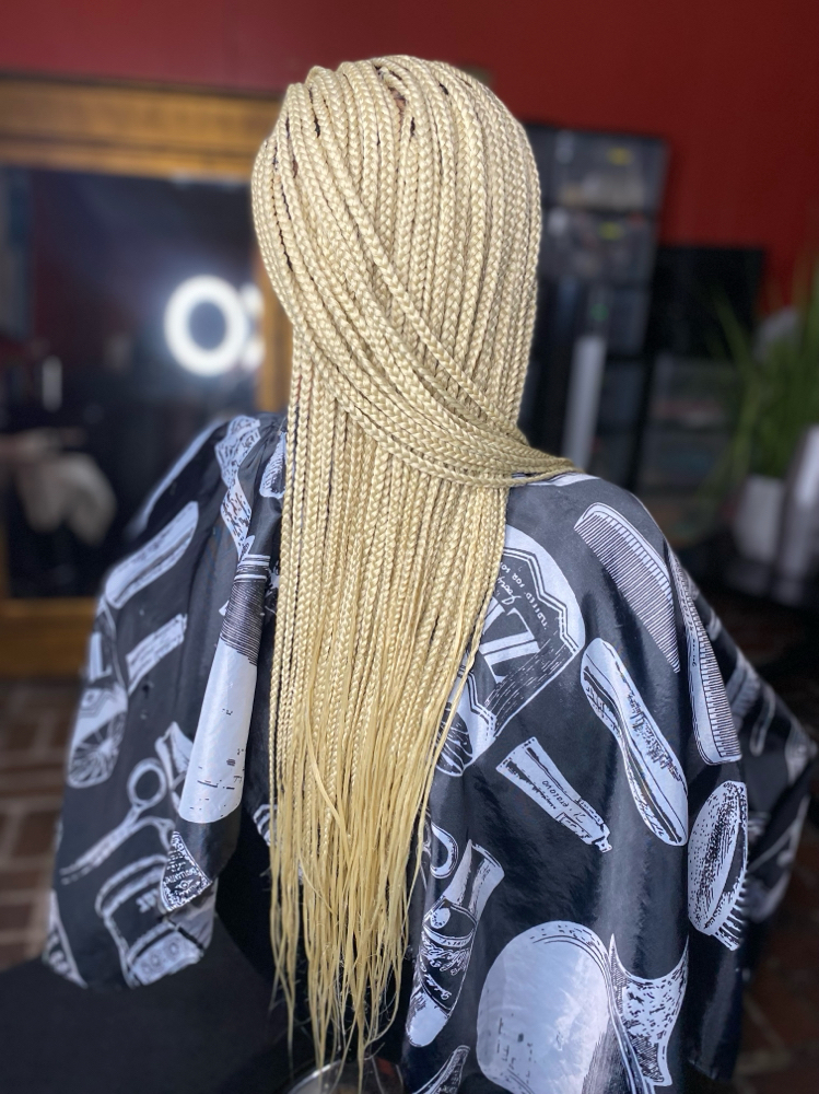 30” Box Braids/Mohawk Sides Shaved
