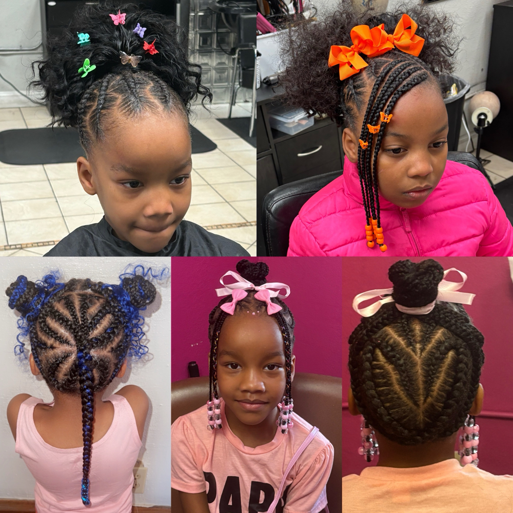 Kids Feed-In Ponytails W/Hair