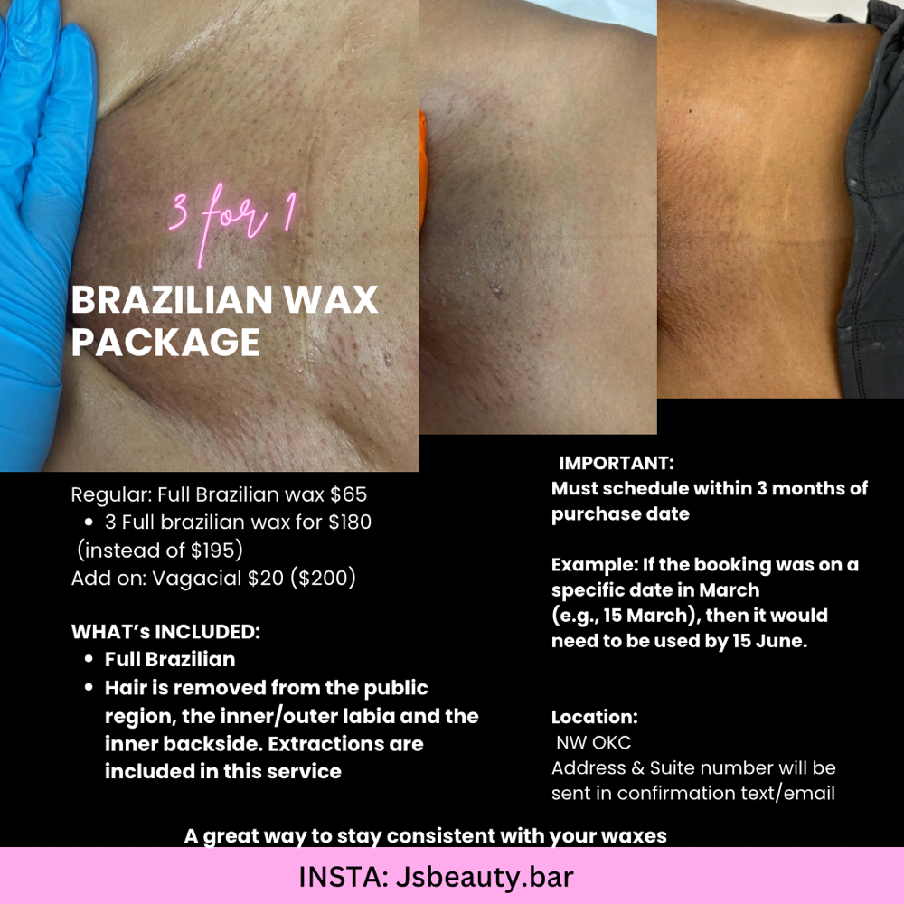 Brazilian package wax at js beauty bar in oklahoma city, OK