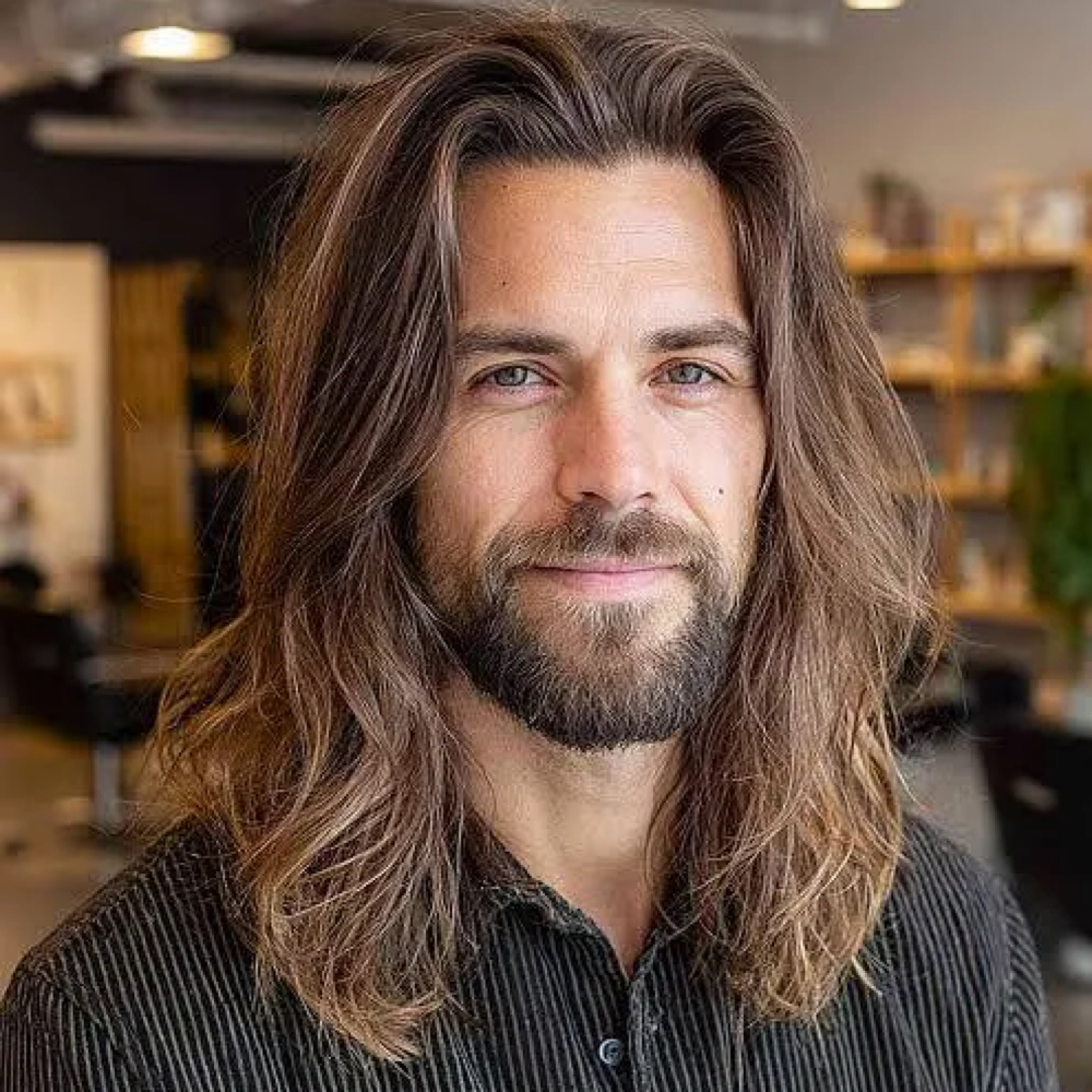 Men long hair at Risher Hair Salon in Tyler, TX