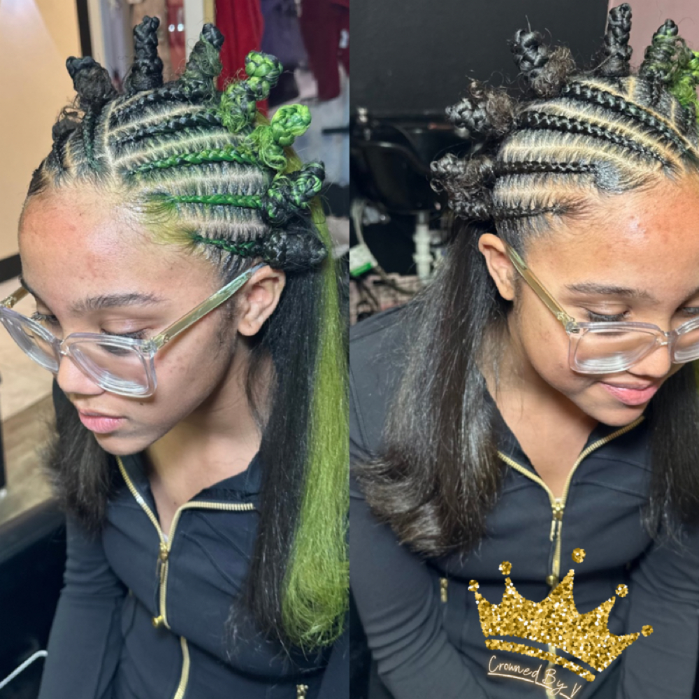 Half Up/Half Down Bantu Knot Style at Crowned By V in Chesapeake, VA