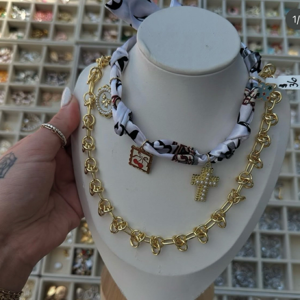 Charm Bar Scarf Necklace at Western Rose Salon in Dublin, PA