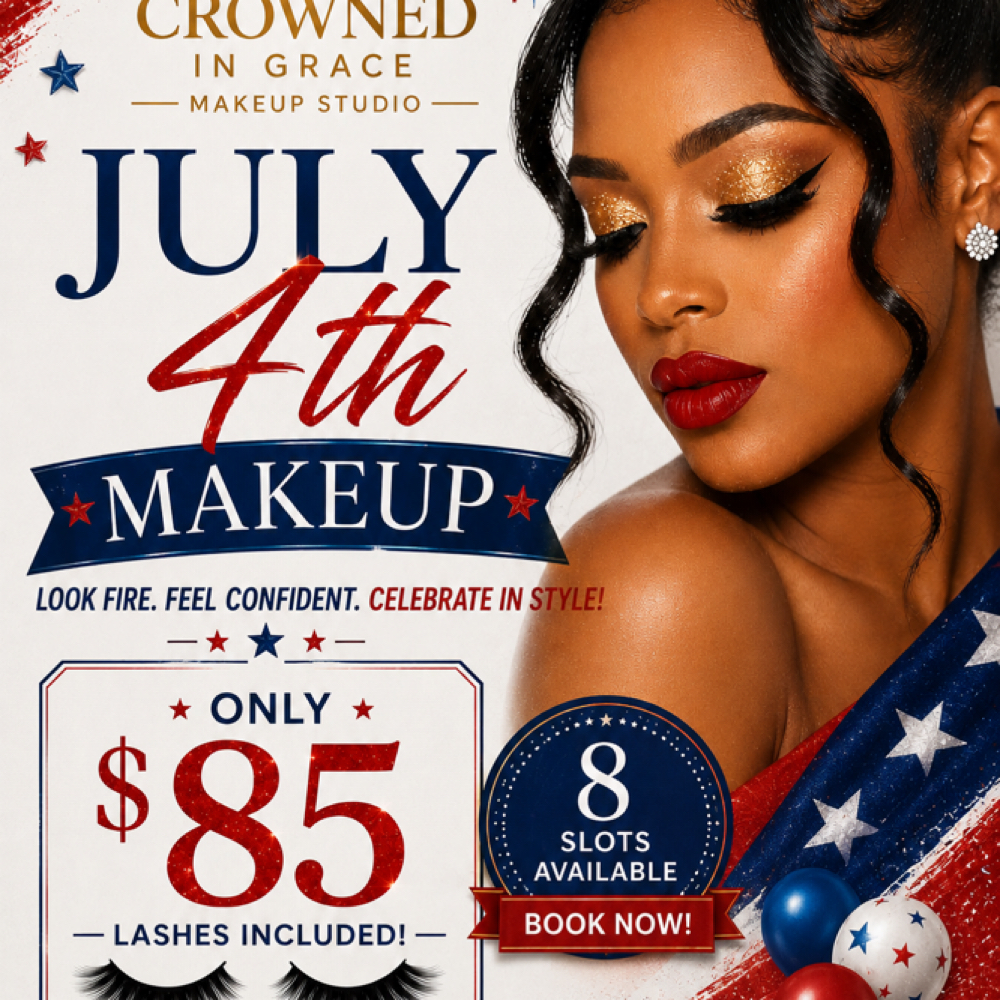 Fourth Of July Makeup at Crowned in Grace Salon in Pearland, TX