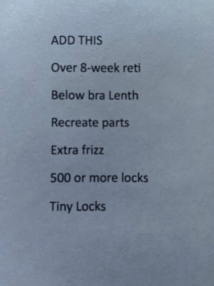 Add’l Price Per Hour for the Below