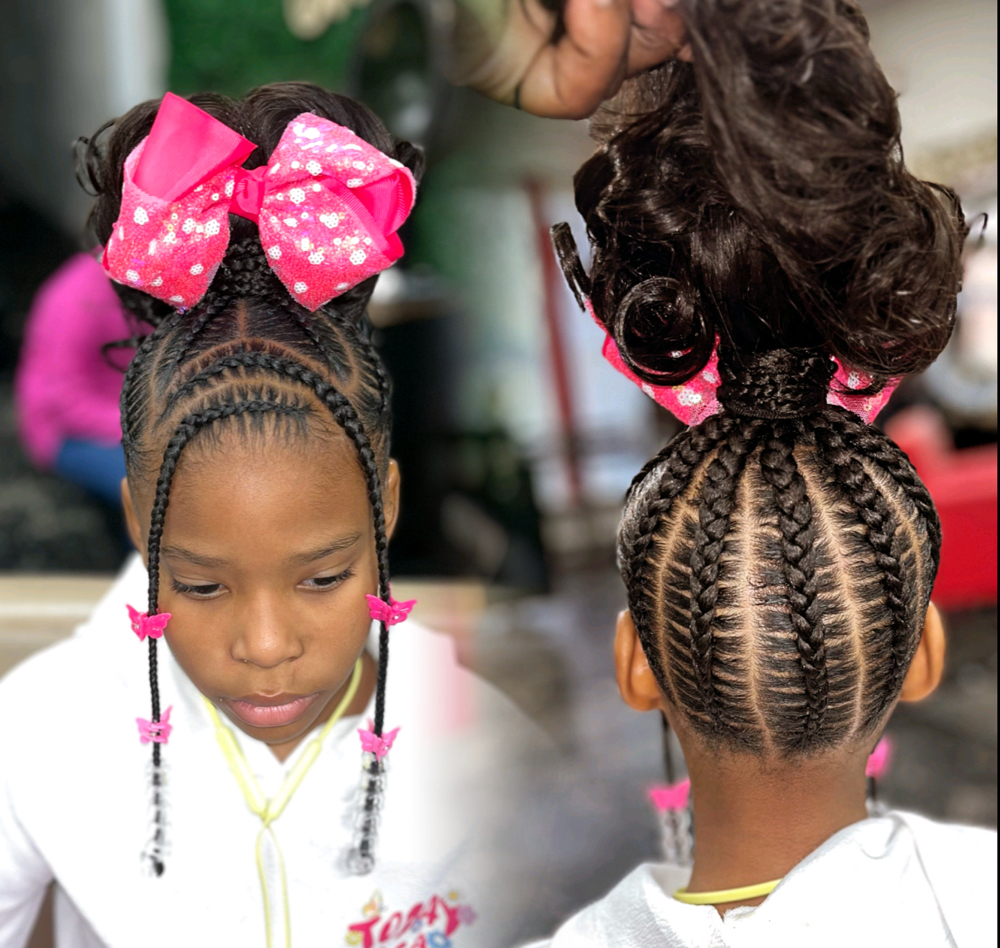 Stitch braids into weave ponytail