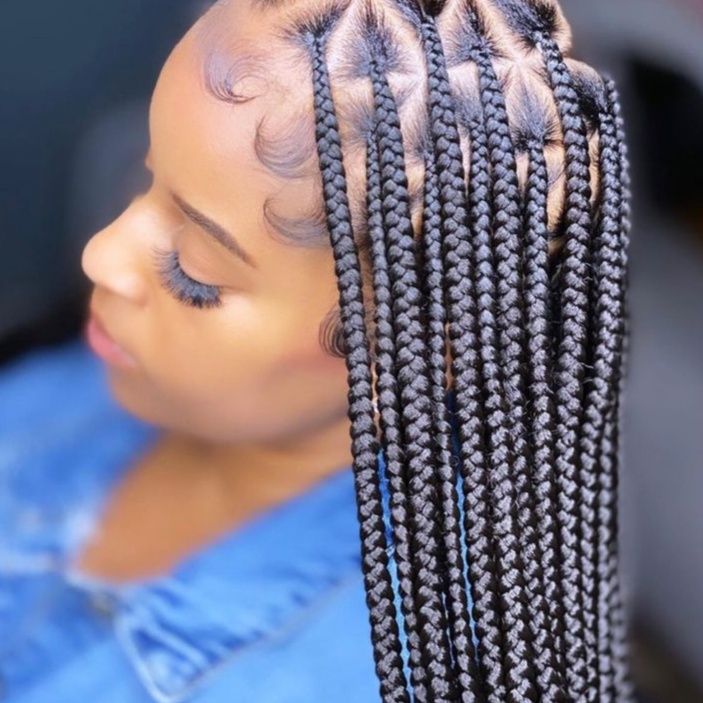 Triangle Box Braids at Bel hair company llc in orange, NJ