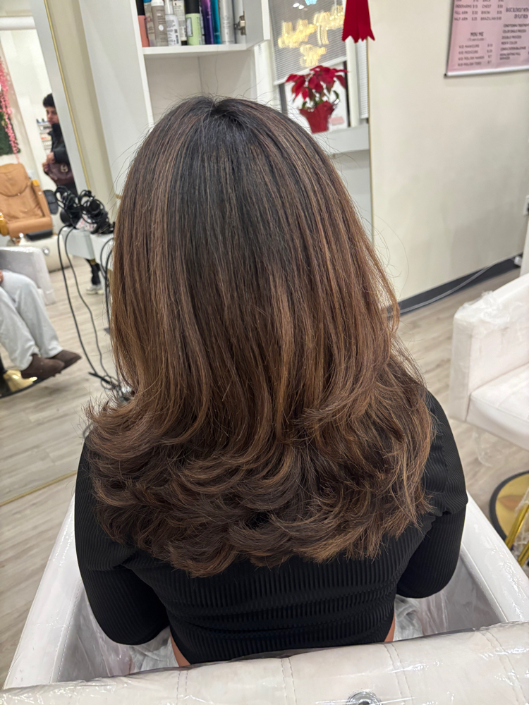 Half Head Highlight With Hair Cut