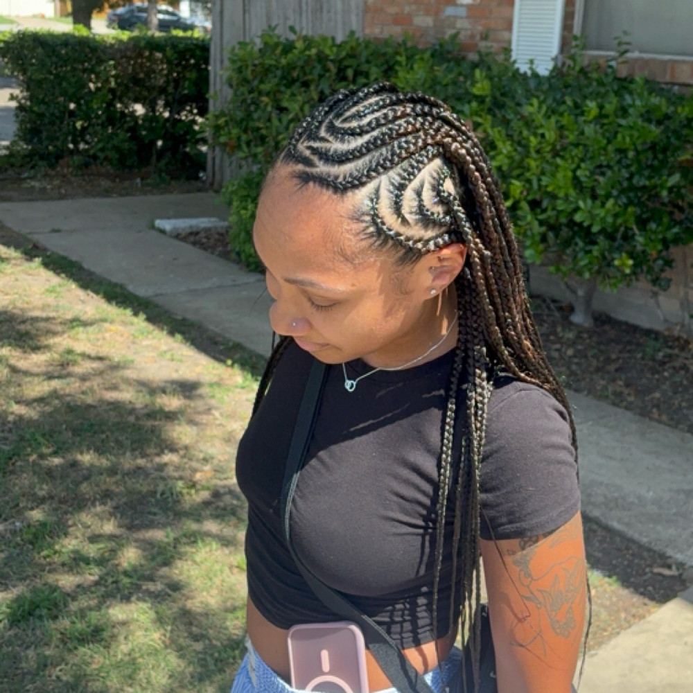 Mid Back Fulani Braids at The Braid Studio in Arlington Tx, TX