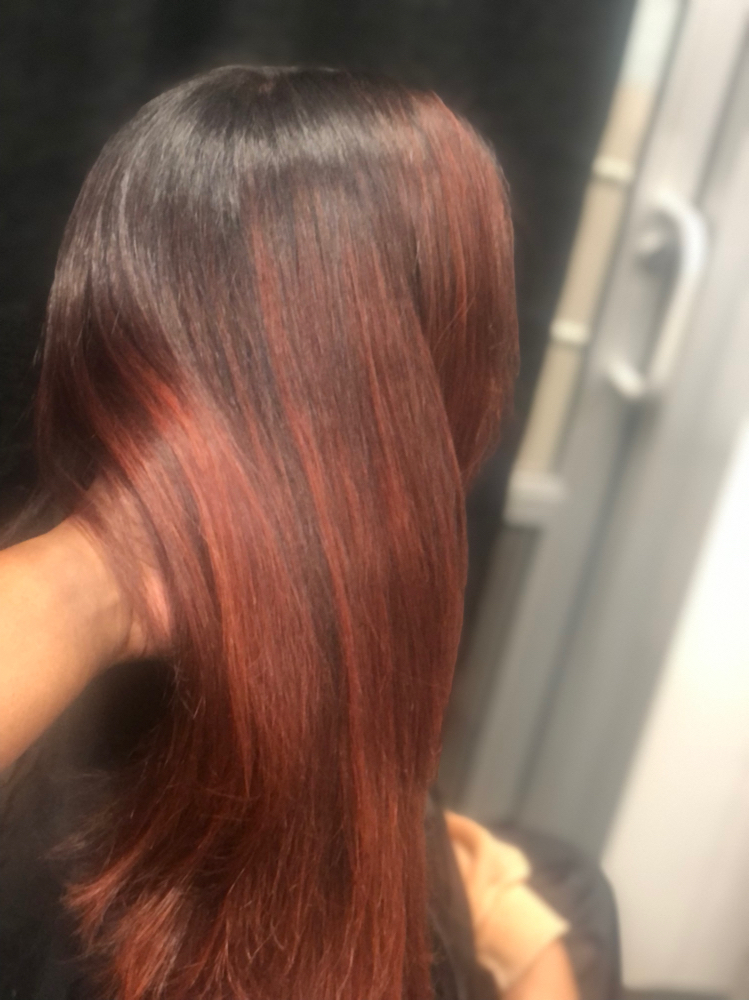 Balayage,Silk Press, &Cut