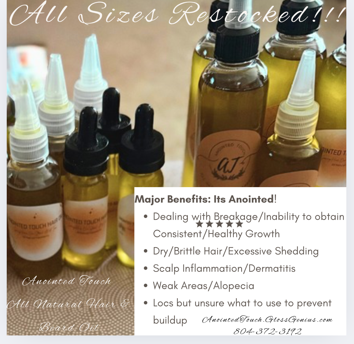 Anointed Touch Hair & Beard Oil-4oz at Anointed Touch in Jetersville, VA