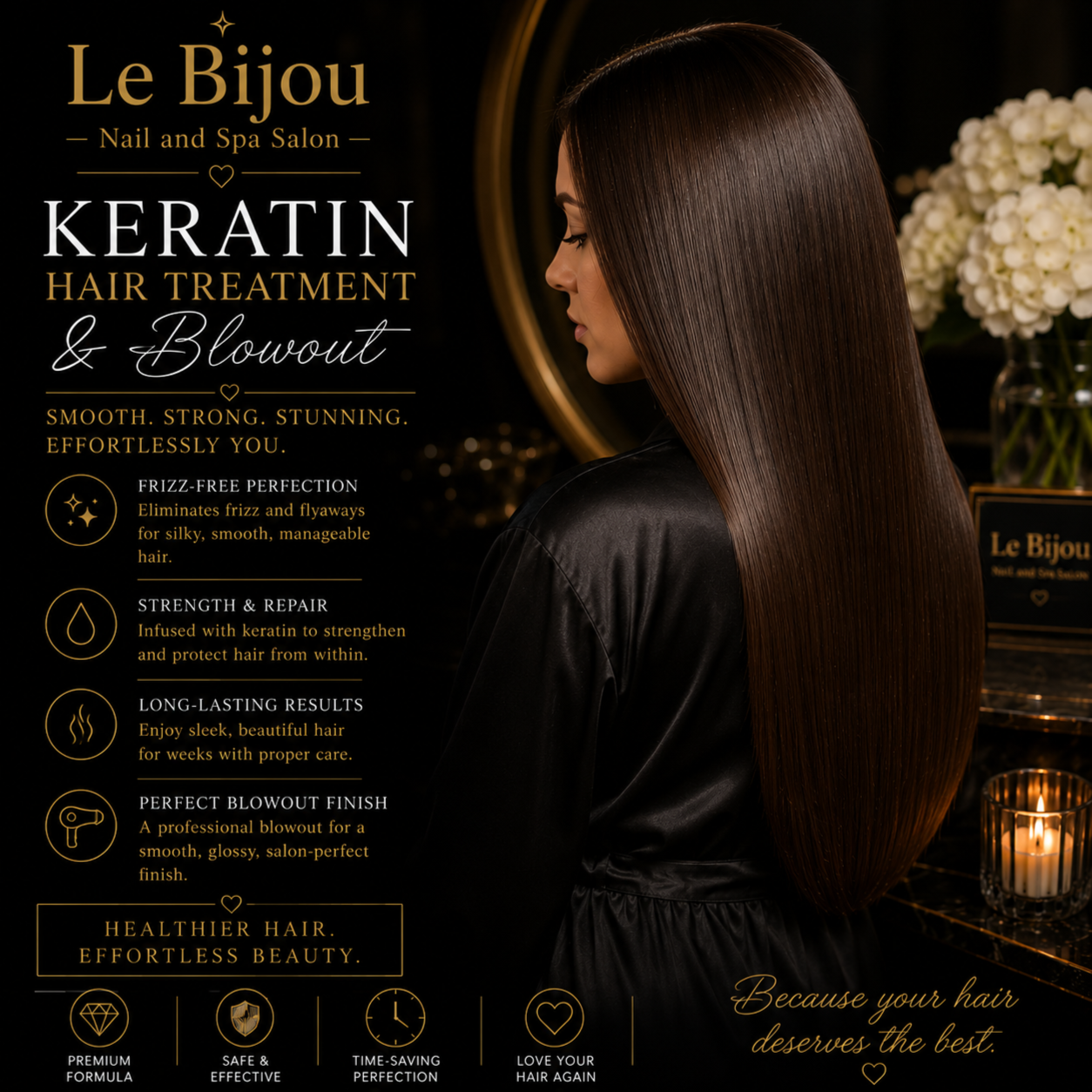 Hair - Keratin & Blowout Treatment at Le Bijou Nails and Spa Salon in Houston, TX