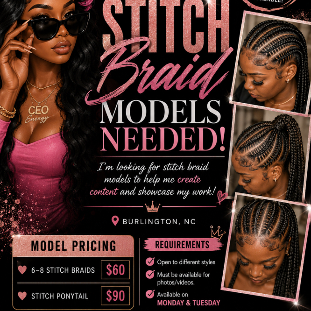 Stitch Braid Model at Jasmine Allayne Studio in Greensboro, NC