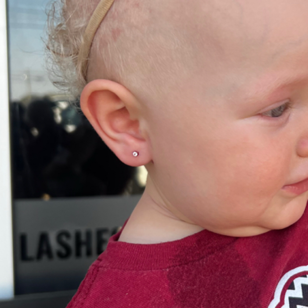 Earlobe Piercing Under 5 Years Old at Piercing Beauty X in Hazel Green, AL