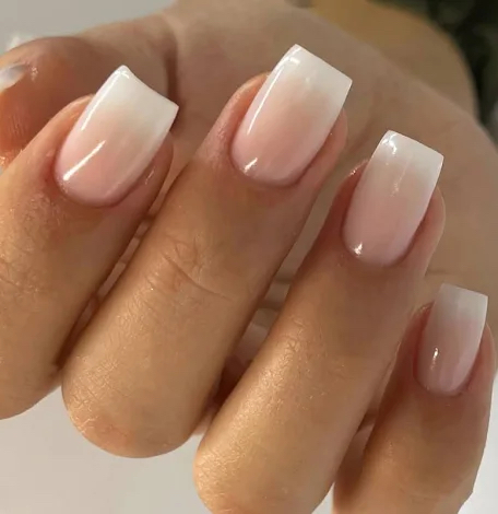 Acrylic Ombre White With Nude Colo