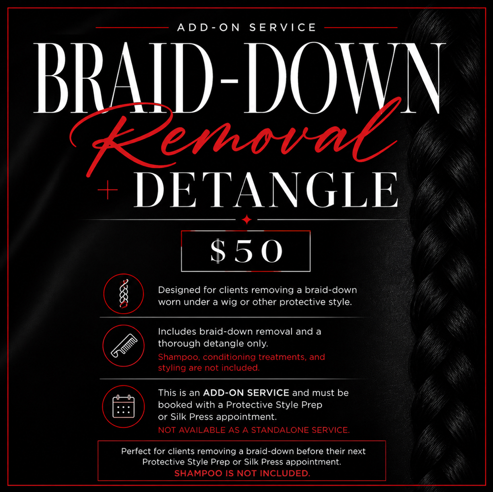 BRAID-DOWN REMOVAL + DETANGLE at Ire’s Beauty Factory in Stone Mountain, GA