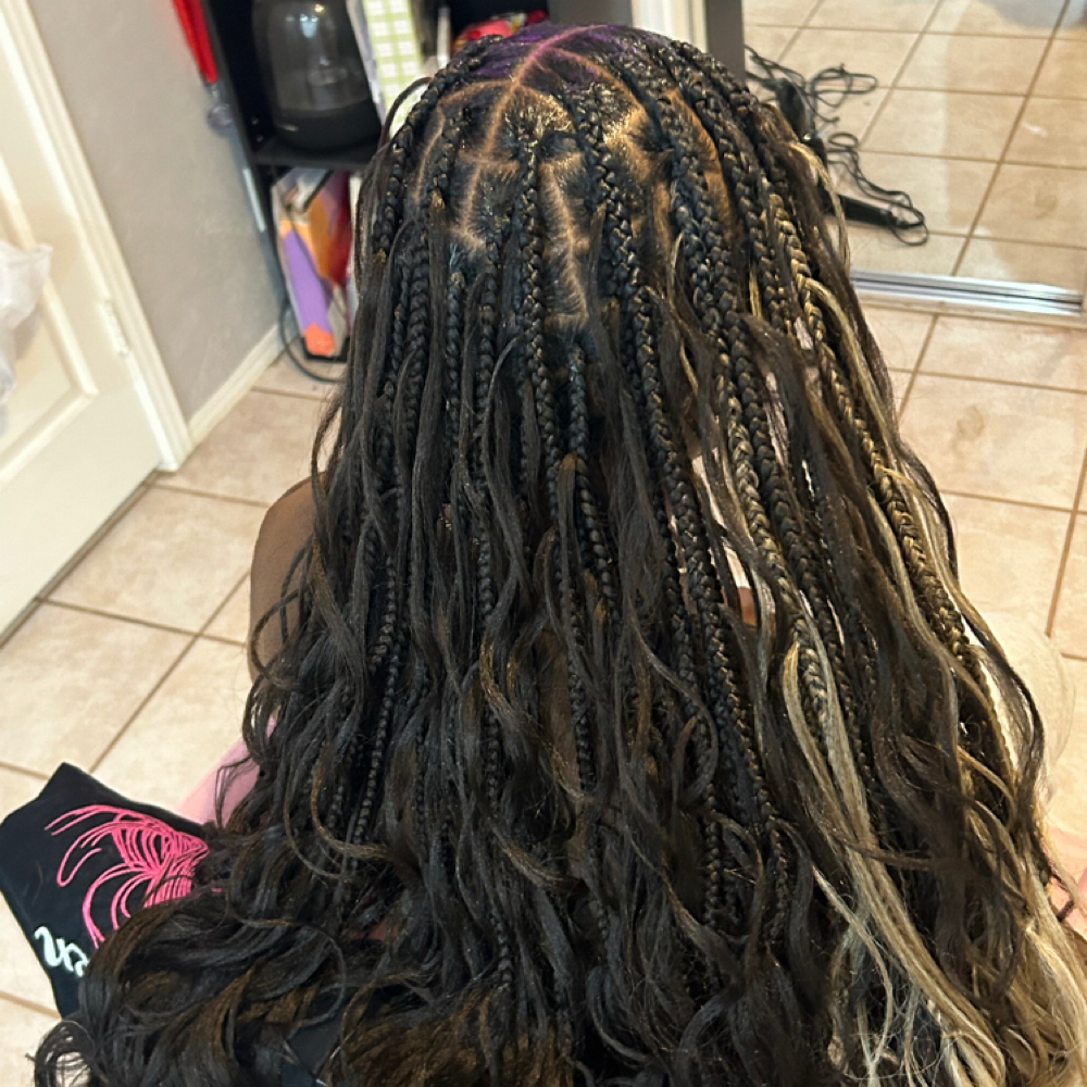 Boho French Curl Braids at KrossedByKris in Phoenix, AZ