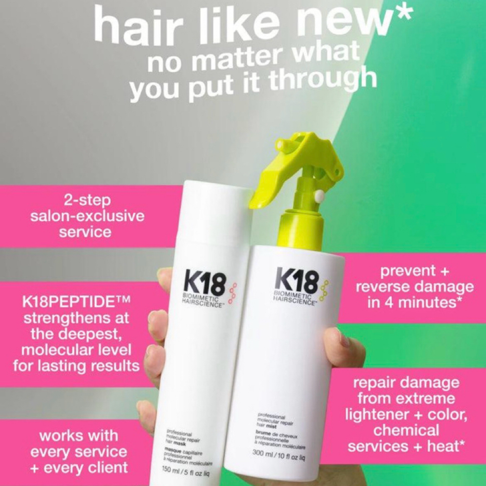 K18 Molecular Hair Repair Treatment at Hair By The Blonde Stylist in Brevard, NC