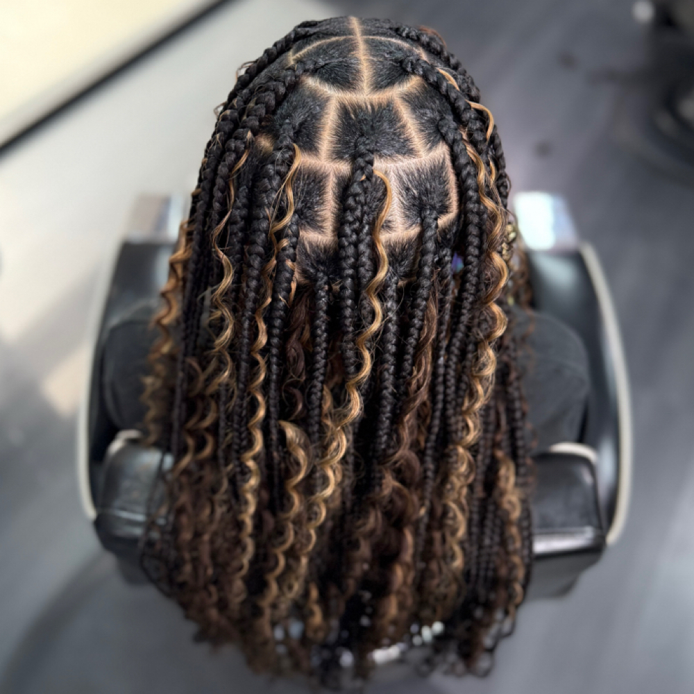 Medium Boho Knotless Box Braids at Deluxe Barber Lounge in Midvale, UT