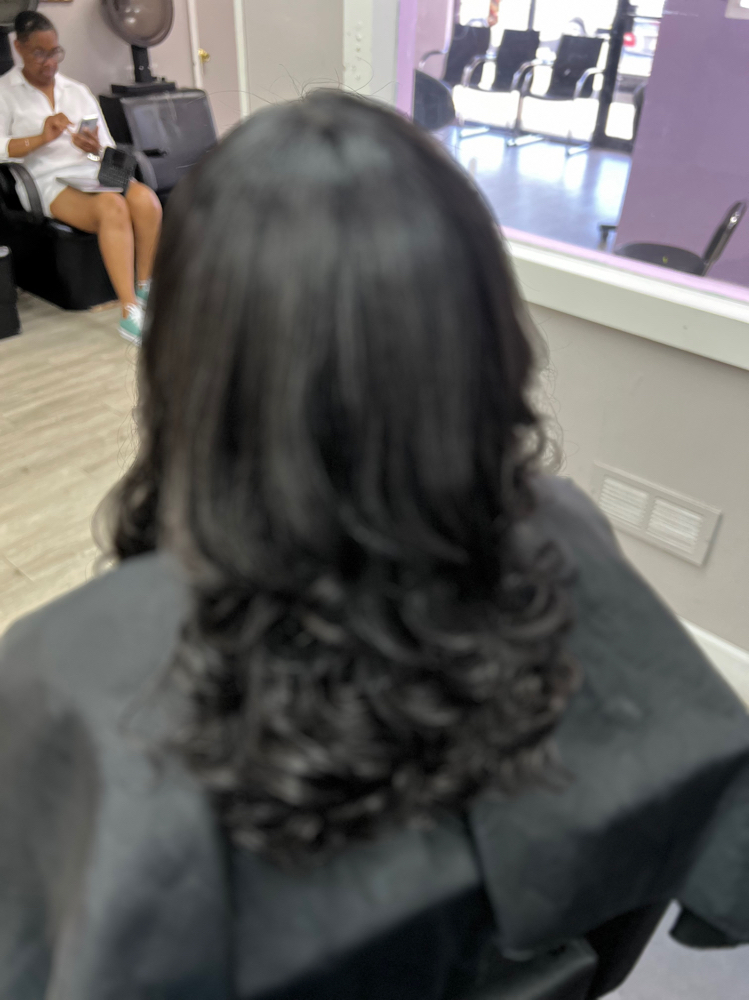 Shampoo, flat iron, natural hair