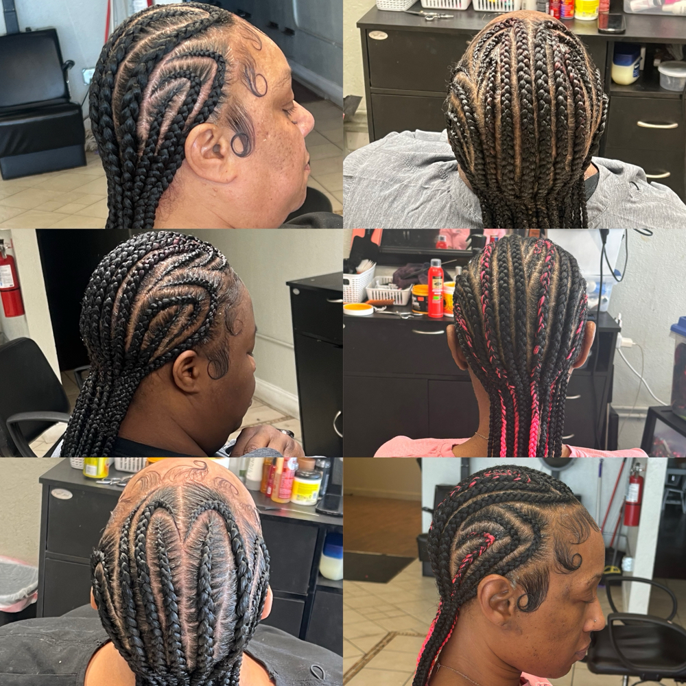 9-22 Feed In Braids With Designs