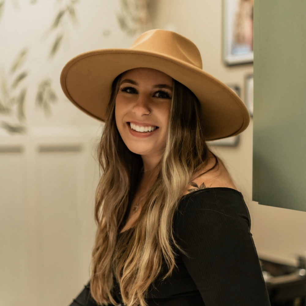 Emily Coomes at Blonde Haven Hair Co. in Evansville, IN