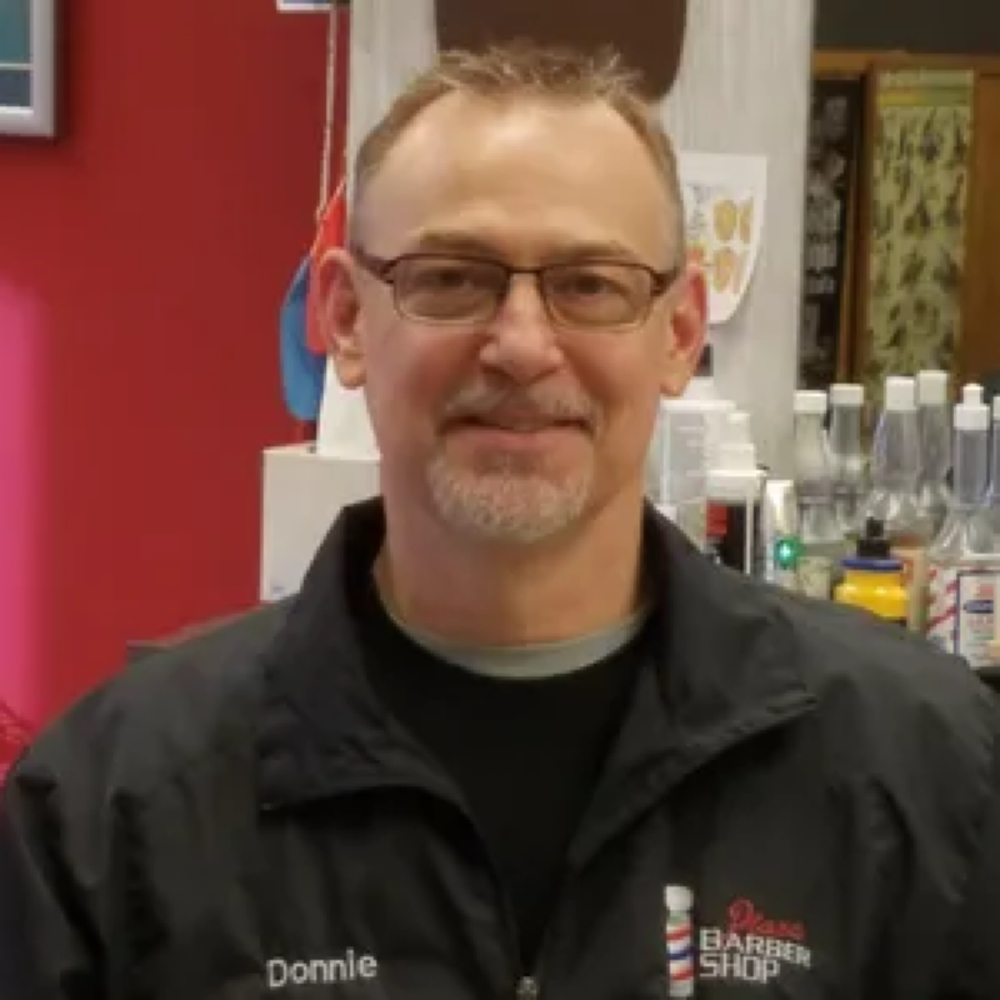 Donnie Tahran at Plaza Barber Shop in Jamestown, ND