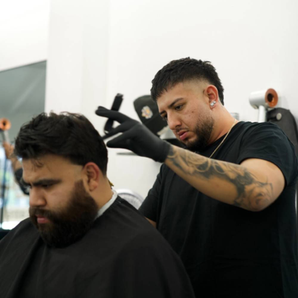 Berny Rangel at Slik Barbers in Riverside, CA