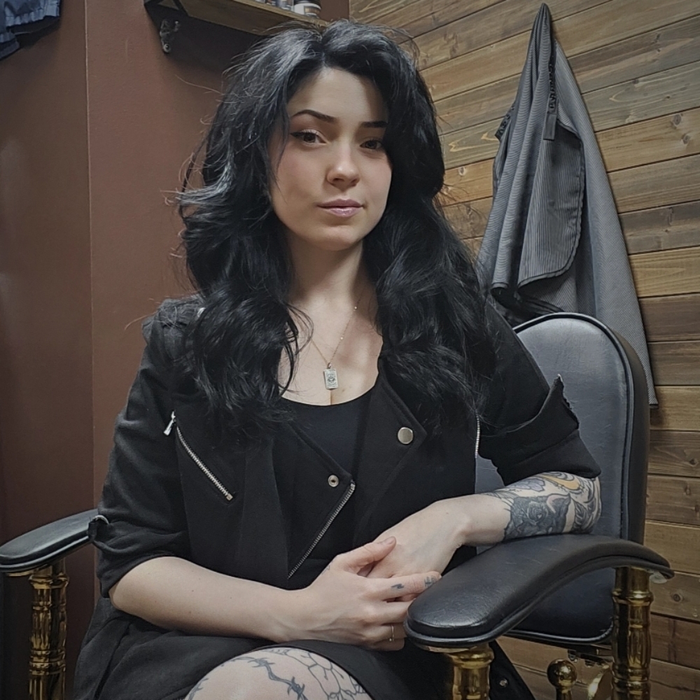 Amber Tetreault at Double A Barber Co. in Dallas, TX