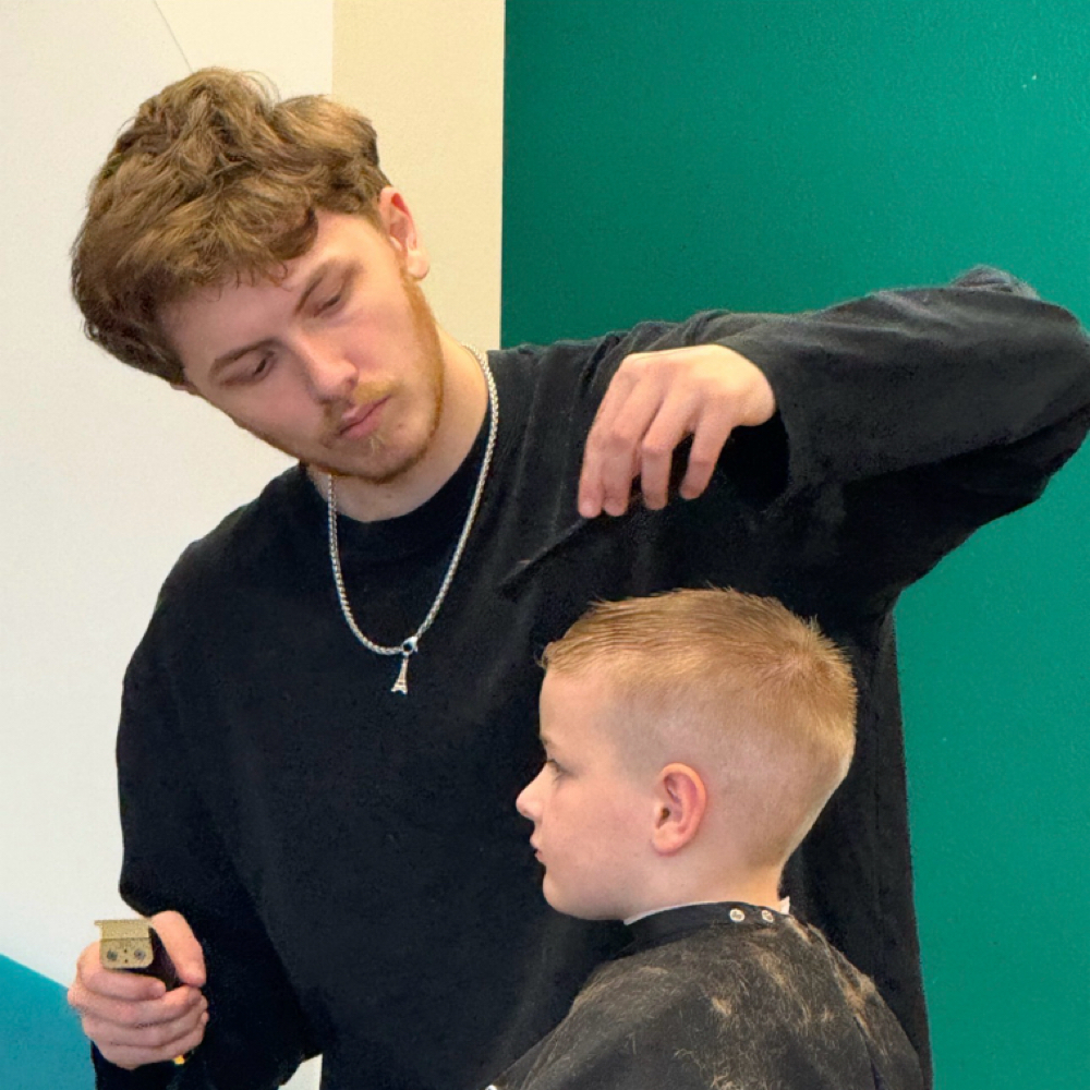 Sean Seibel at Ace Of Fades Barbershop in Placerville, CA