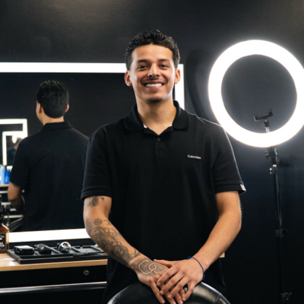 Omar Palomares at Deluxe Barber Lounge in Midvale, UT