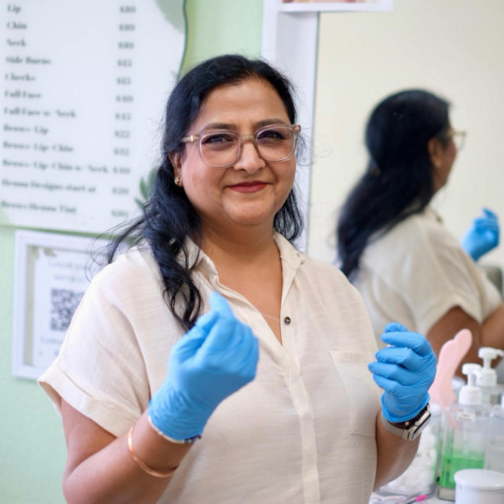 Jas Manjeet Kaur at Jas Threading in Carmichael, CA