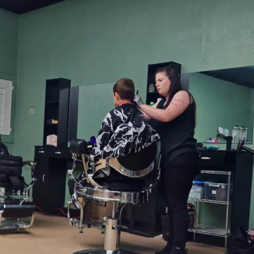 Calli Benko at Elegance barber studios in Aubrey, TX