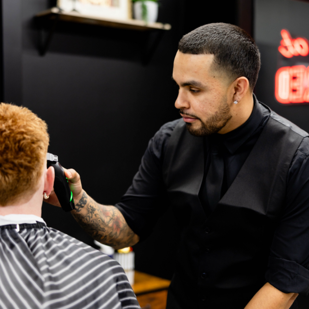 Julian Gomez at Tailored Barber Co. in Roy, UT