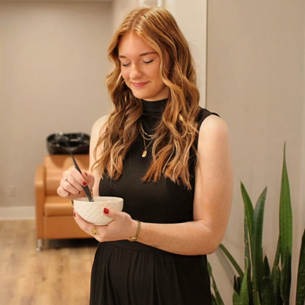 Sarah Drew at Blonde Haven Hair Co. in Evansville, IN