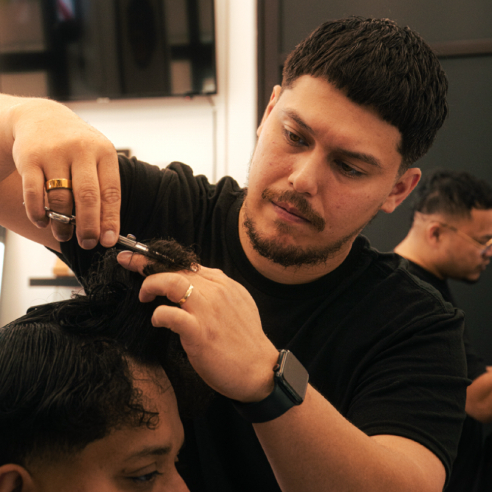 Omar Marquez at King Cuts Barbershop in Springfield, OR