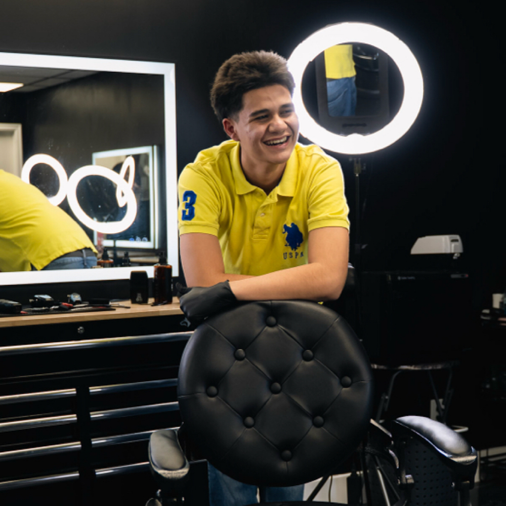 Jay Jay Mardoniz at Deluxe Barber Lounge in Midvale, UT